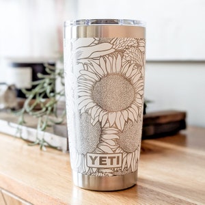 20oz - 360 Sunflower laser engraved YETI tumbler