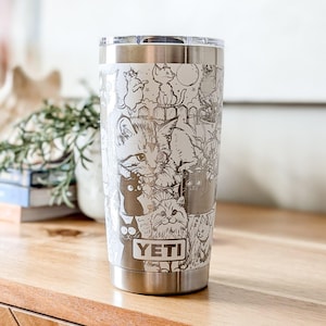 Laser Engraved YETI Cat Tumbler – 20oz Feline Lover Gift for Cat Moms, Dads, and All Pet Owners!