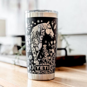 20oz - 360 Floral Horse engraved YETI tumbler