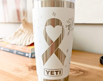 20oz YETI Tumbler for Breast Cancer, Cancer Ribbon Awareness, Cancer Awareness, Cancer Friend Gift, Cancer Coffee Mug