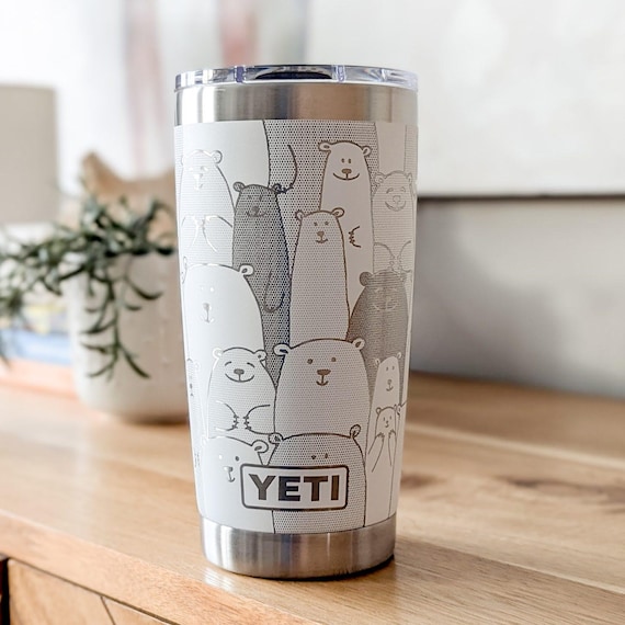 Laser Engraved Bear Lover YETI Tumbler 20oz Stainless Steel