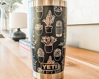 Vaso YETI de 20 oz con diseño de envoltura vegetal: perfecto para jardineros, mamás, papás y amantes de las plantas.