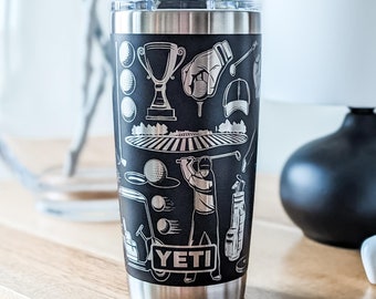 Golfer Yeti Tumbler, Retirement Golfing Gift, Engraved 20oz Stainless Steel Travel Mug