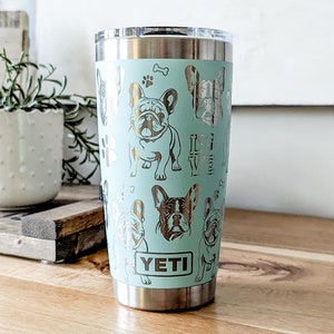 French Bulldog Vibes: 20oz Engraved YETI Tumbler, Perfect for Frenchie Fanatics, Bulldog Owner, Dog Themed Gift