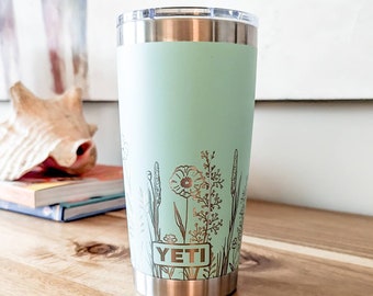 Wildflower Yeti Tumbler, Personalized Floral Nature Gift, Engraved