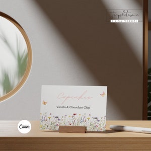 Modèles de marque-places modifiables Marques-places plats et tentes Modèles de cartes de décoration de fête Fleurs sauvages Marque-places personnalisables Fleurs sauvages 02