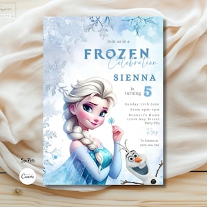 Bewerkbare Elsa Invite Digitale Frozen-feestuitnodiging Custom Frozen Invite Verjaardag Frozen Princess Ice Elke leeftijd Verjaardag digitaal downloaden