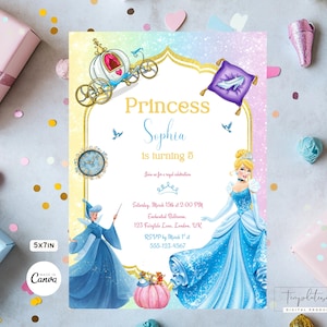 Editable Cinderella Invitation, Princess Cinderella Birthday Invite, Cinderella Party, Cinderella Digital Invite, Cinderella Template Invite