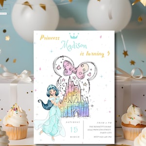 Jasmine Birthday Invitation Princess Jasmine Party Invitation Magical Girl Birthday Invite Princess Party Template ANY AGE Digital Download