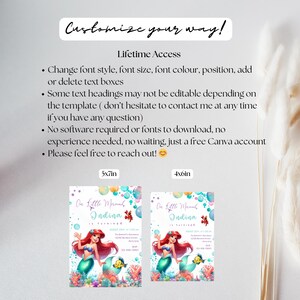 Editable Little Mermaid Birthday Invitation, Ariel Birthday Invitation ...