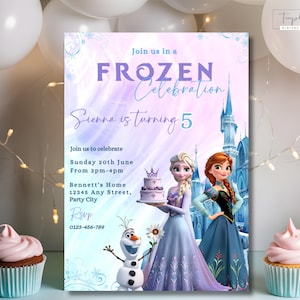 Invito modificabile Elsa Invito digitale per la festa di Frozen Invito personalizzato per Frozen Compleanno Anna Frozen Compleanno di qualsiasi età Download digitale