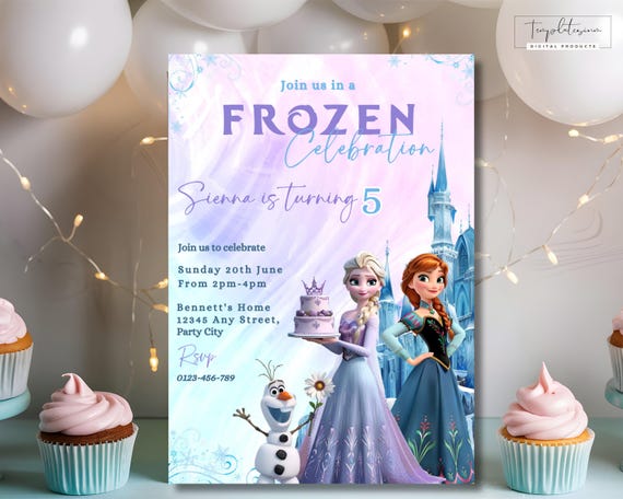 Editable Elsa Invite Digital Frozen Party Invitation Custom Frozen Invite Frozen Birthday Anna Frozen Any Age Birthday Digitally Download