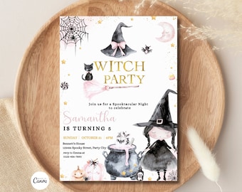 Halloween Witch Birthday Invitation, Kids Halloween, Printable Halloween Party Invite, Girl Birthday, Witch Birthday Invite Spooky Halloween