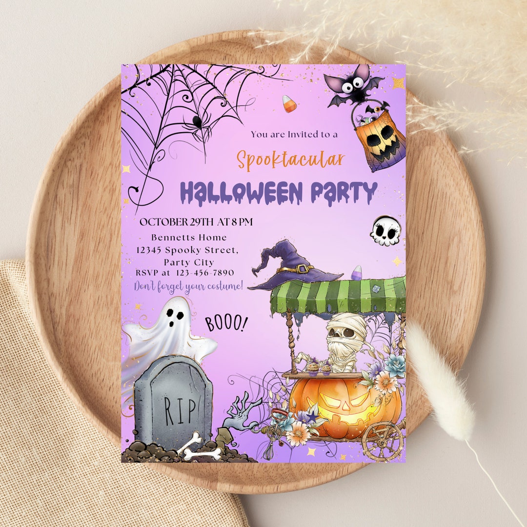 Editable Halloween Invitation Halloween Party Invite Etsy