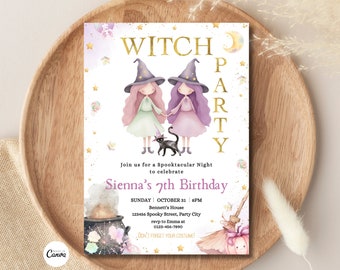 Halloween Witch Birthday Invitation, Kids Halloween, Printable Halloween Party Invite, Girl Birthday, Witch Birthday Invite Spooktacular