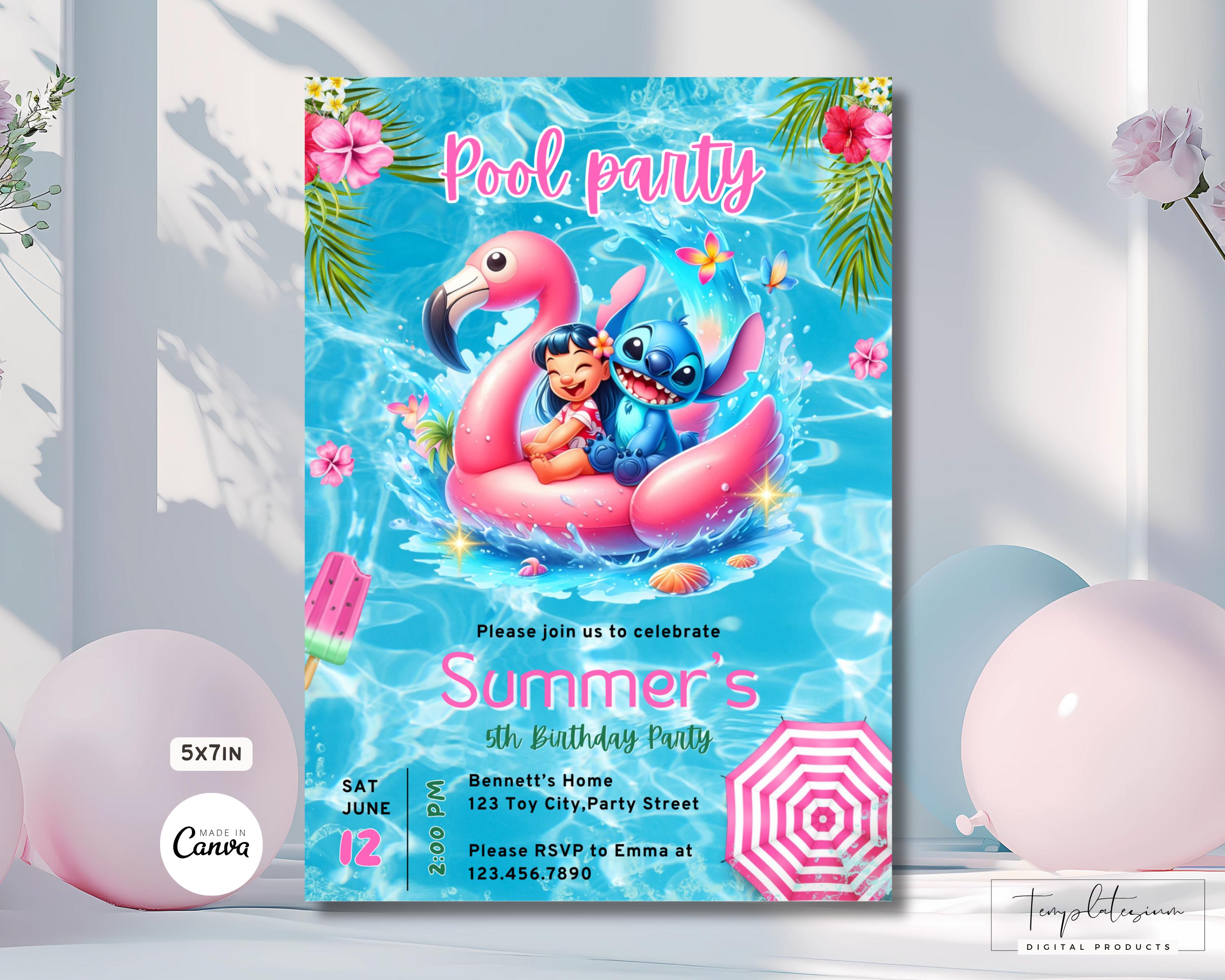 Editable Stitch Invitation Stitch Birthday Pool Invite Lilo & Stitch Party Invite Template Stitch Printable Pool Birthday Digitally Download