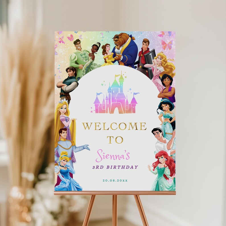 Welcome Princesses Princes and Princesses Welcome Sign Royal Birthday Decor Girl Party ...
