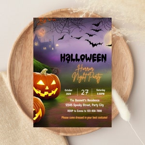 Bearbeitbare Halloween-Party-Einladung, Erwachsene Halloween-Einladung, digitale Einladungsvorlage, Kostüm-Party einladen, Sofortiger Download