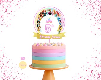 TESGADGETS Cake Topper Castello Con Scritta Happy Birthday – Personalizzabile Con L'Età, Per Feste Di Principesse