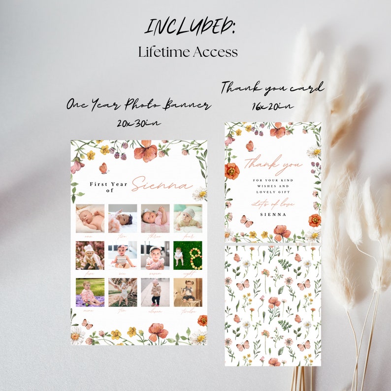 Editable Wildflower Photo Banner 1st Birthday Decor, Wildflower ...