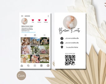 Editable Instagram Business Card, Business Card Template Design, QR Code Business Card, Small Business Card, Company IG Business Card