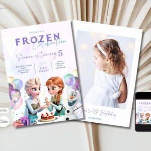 Bewerkbare Elsa Invite Digitale Frozen-feestuitnodiging Custom Frozen Invite Frozen Birthday Anna Frozen Birthday Elke leeftijd digitaal downloaden