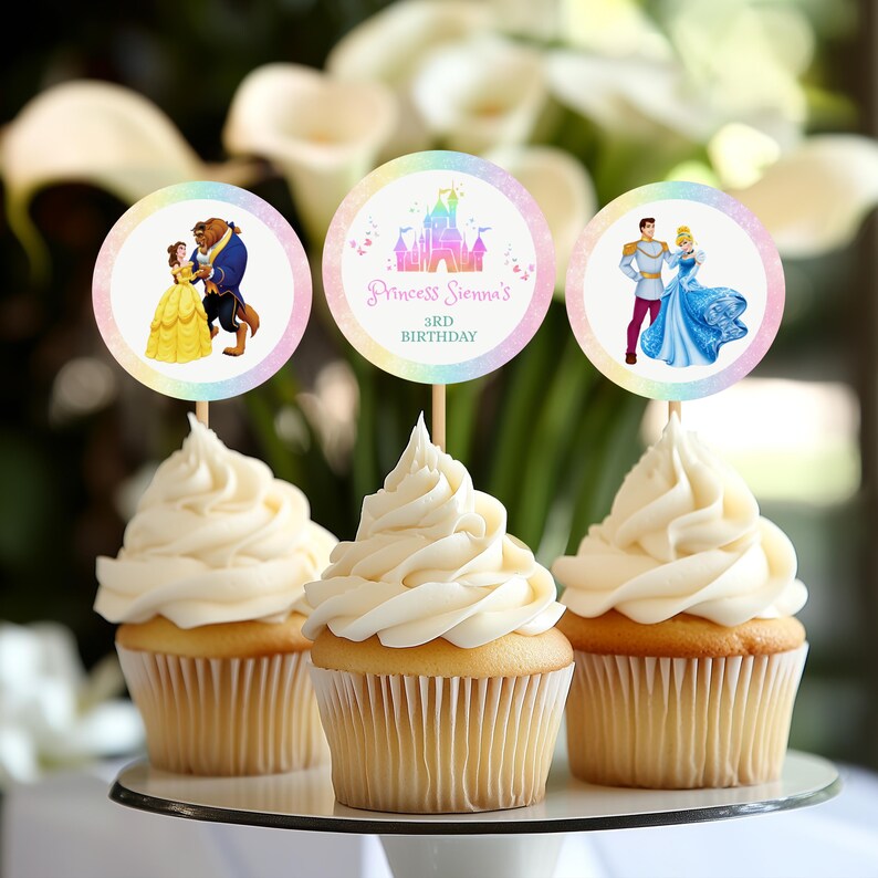 Prince and Princess Cupcake Toppers Birthday Royal Party Decor Custom ...
