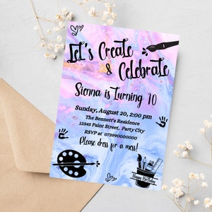 Editable ART PARTY INVITATION, Colorful Art and Craft Party Invitation, Painting Invitation Let&#39;s Create Birthday Invite, Instant Download
