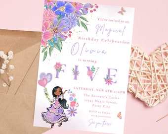 EDITABLE Encanto Isabela Birthday Invitation, Encanto Birthday
