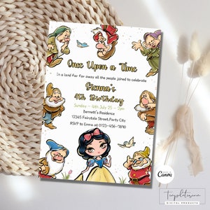 Snow White Invitation Editable Girl Birthday Invitation Princess Birthday Template Magical Birthday Snow White Princess Instant Download