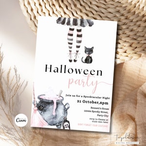 Halloween Witch Birthday Invitation, Kids Halloween, Printable Halloween Party Invite, Girl Birthday, Witch Birthday Invite Spooktacular