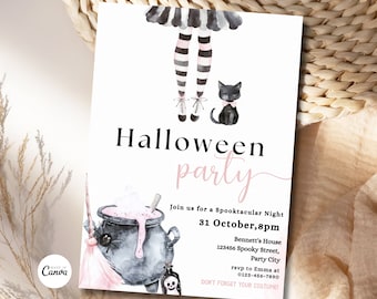 Halloween Witch Birthday Invitation, Kids Halloween, Printable Halloween Party Invite, Girl Birthday, Witch Birthday Invite Spooktacular