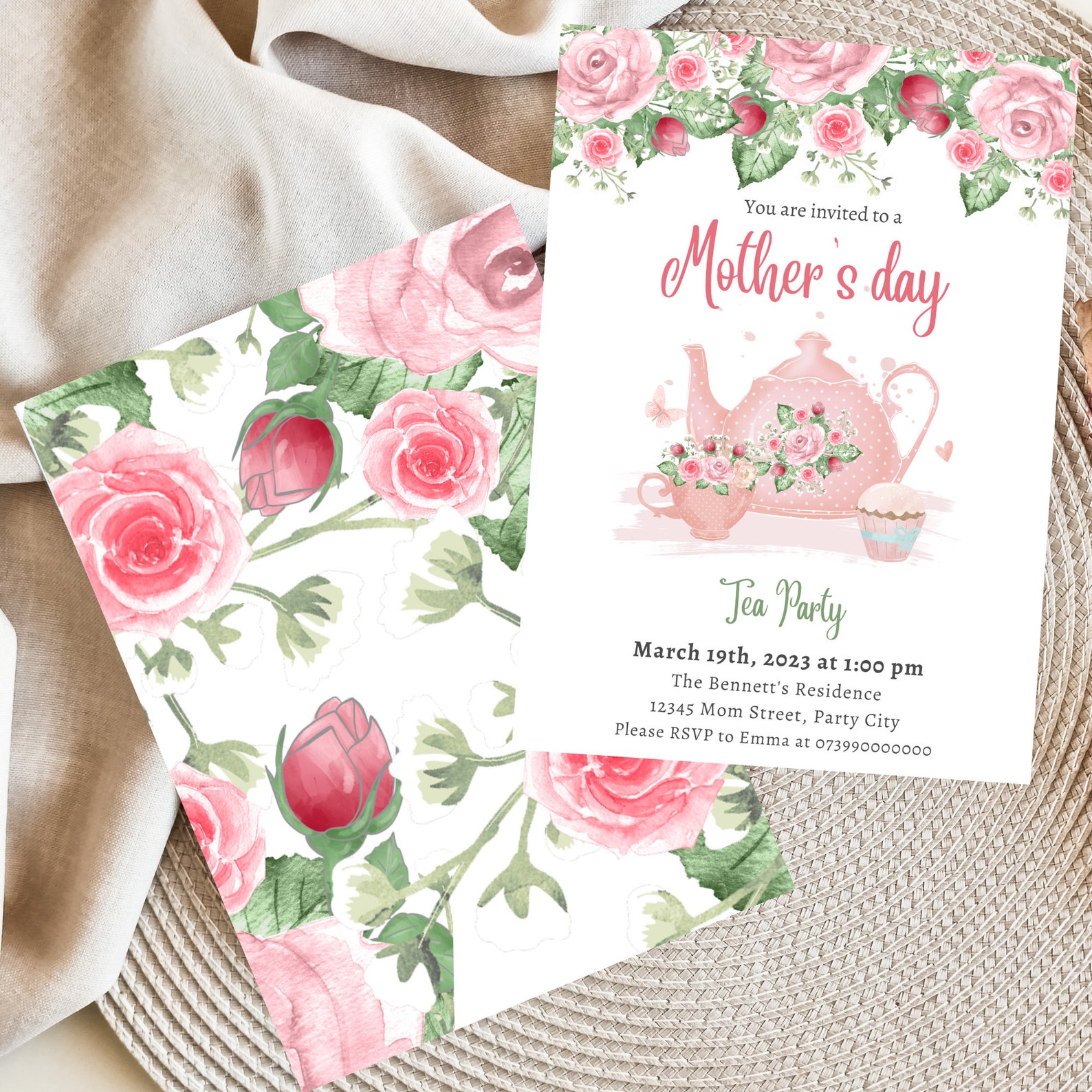 Mother's Day Tea Party Invitation Editable Mother's - Etsy