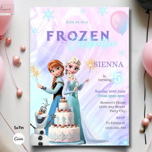 Bewerkbare Elsa Invite Digitale Frozen-feestuitnodiging Custom Frozen Invite Frozen verjaardag Anna Frozen elke leeftijd verjaardag digitaal downloaden