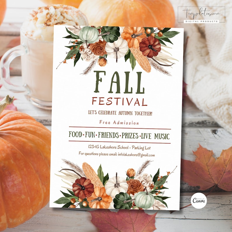 Editable Fall Harvest Festival Invitation Fall Autumn Invite Fall ...