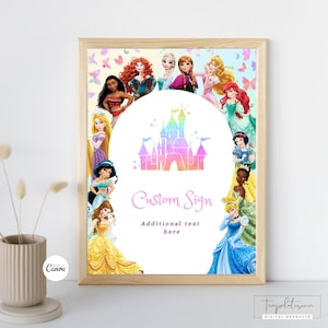 Enseigne personnalisée modifiable princesse, décoration d'anniversaire princesse royale, enseigne d'anniversaire fille princesse thème, fête de princesse personnalisée téléchargement numérique