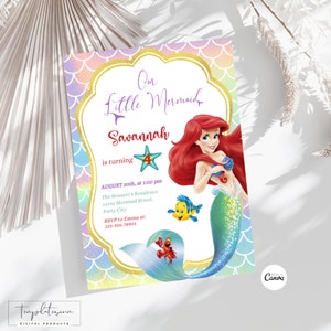 Editable Little Mermaid Invitation Little Mermaid Birthday Invite Princess Ariel Birthday Invite Little Mermaid Party Invite Instant Digital