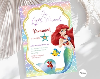 Editable Little Mermaid Invitation Little Mermaid Birthday Invite Princess Ariel Birthday Invite Little Mermaid Party Invite Instant Digital
