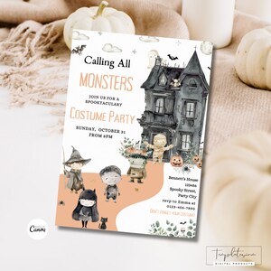 Kids Halloween Invitation, Halloween Party Invite, Halloween Birthday Invite, Halloween Monsters Invite, Spooktacular Halloween Template