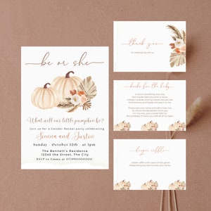 Editable Pampas Grass Baby Shower Invitation, Boho A Little Pumpkin Is On The Way Fall Baby Shower Dried Leaves Invite, Instant Download