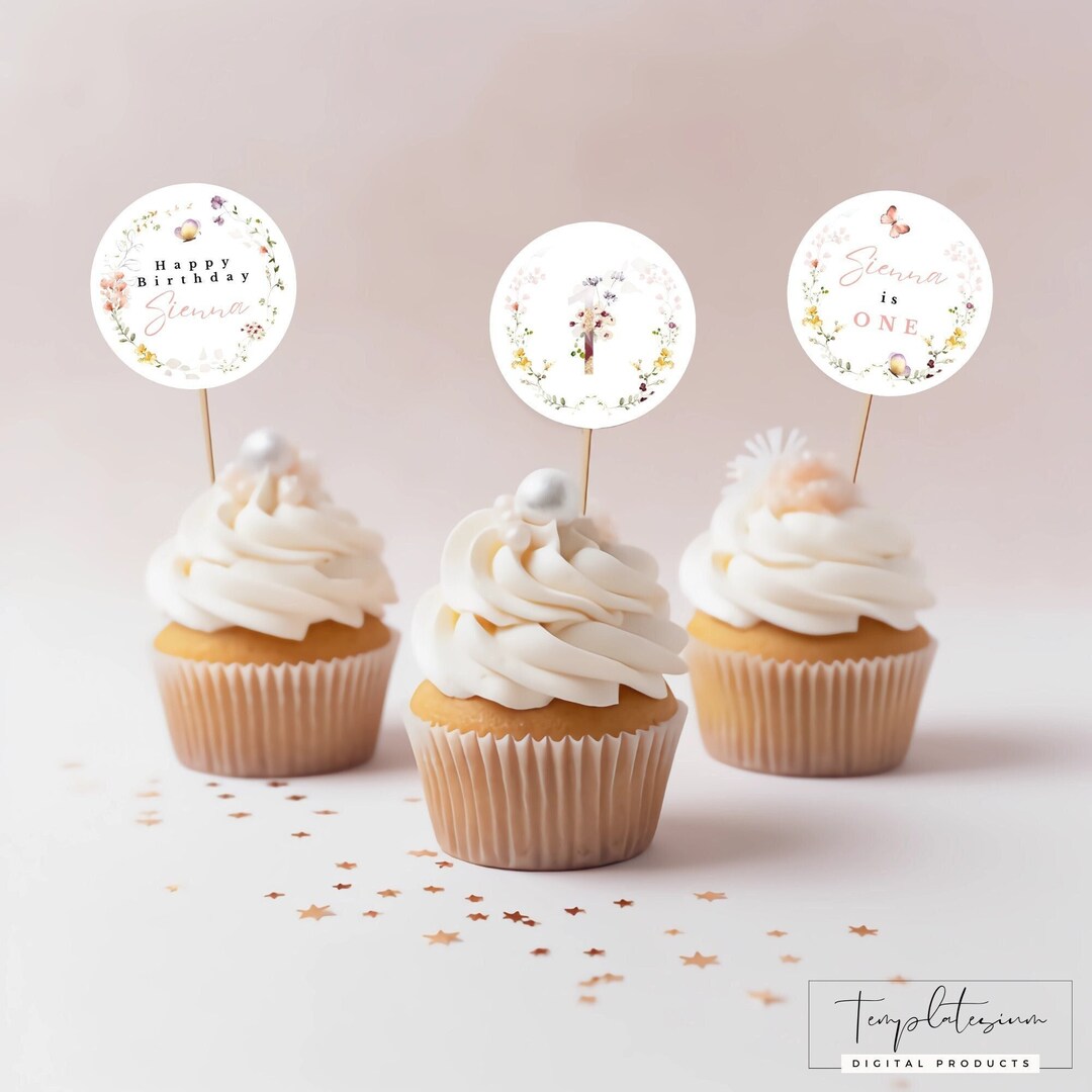 Glavatrix 25 Pcs Wildflower Cupcake Toppers Set - Flower Picks For Birthday, Baby Shower, Garden Party - View #4