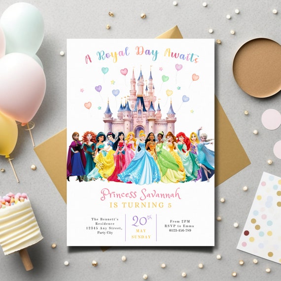 Royal Princess Magical Birthday Party Invite| Editable Digital Template | Instant Download | Girl's Birthday Party Invite | Custom Princess