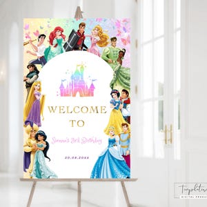 Editable Princes & Princesses Welcome Sign, Royal Princess Birthday ...