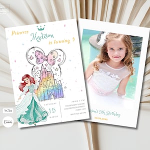 Little Mermaid Birthday Invitation Princess Ariel Invitation Magical Girl Birthday Invite Princess Party Template ANY AGE Digital Download