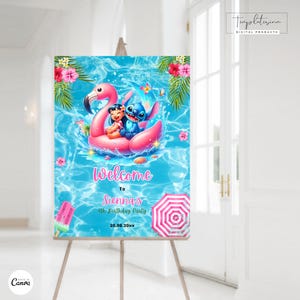 Stitch Birthday Welcome Sign Stitch Party Sign Lilo and Stitch Verjaardagsbord Stitch Party Decor Stitch Custom Printable Template Custom Sign