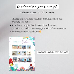 Puede incluir: Un collage de fotos personalizable con tem&aacute;tica de sirenas con el texto "Customize your way!" y "Lifetime Access - ALL INCLUDED." El dise&ntilde;o incluye espacio para fotos, con tama&ntilde;os de 40,6x50,8cm, 45,7x61cm y 61x91,4cm.