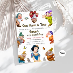Snow White Invitation Editable Girl Birthday Invitation Princess Birthday Template Magical Birthday Snow White Princess Instant Download