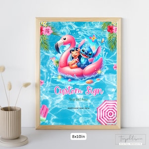 Stitch Custom Sign Lilo and Stitch Feestborden Zwembad Verjaardagsbord Stitch Party Decor Stitch Decoraties Lilo Aangepaste tekst BEWERKBARE sjabloon