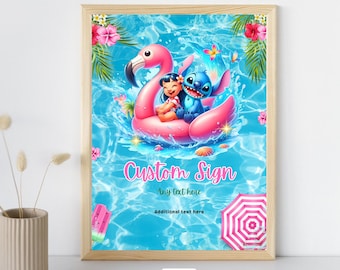 Stitch Custom Lilo und Stitch Party Schilder Pool Geburtstagsschild Stitch Party Decor Stitch Dekorationen Lilo Benutzerdefinierte Text EDITIERBARE Vorlage