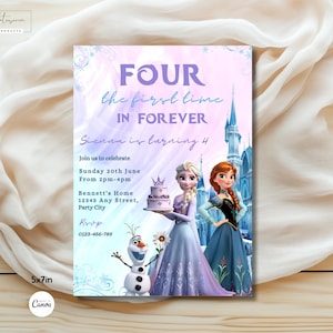 Bewerkbare Elsa Invite digitale Frozen feestuitnodiging Custom Frozen Invite Frozen verjaardag Anna Frozen 4e verjaardag digitaal downloaden